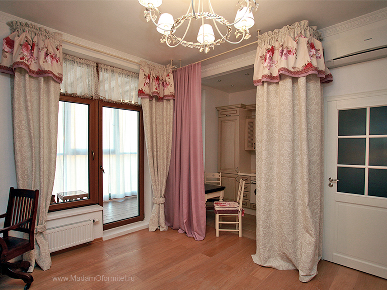 шторы от Мадам Оформитель,  пошив штор в Санкт-Петербурге, пошив штор Спб, деление комнаты на зоны