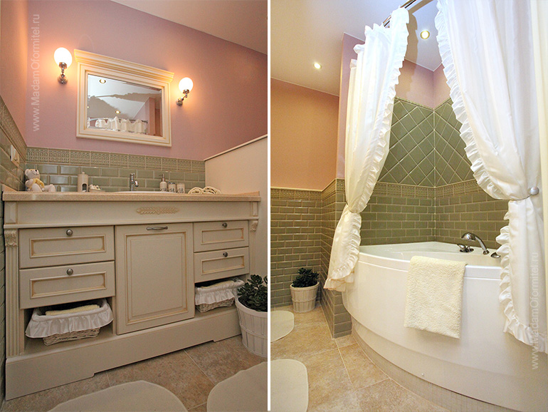 дизайн трехкомнтаной квартиры, дизайн ванной, дизайн ванной комнаты, ванная в стиле прованс, ванная в стиле кантри, красивая ванная, тумба для ванной